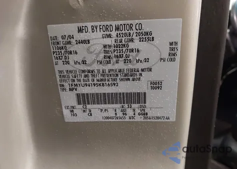 2005 Ford Escape Limited из США, поврежденный, VIN 1FMYU94195KB16593